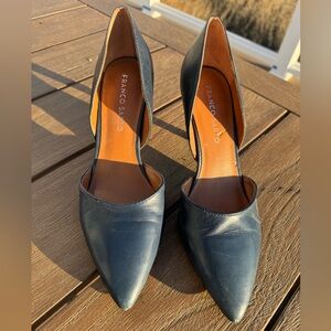 Franco Sarto Navy Pointed d’Orsay Leather Pumps